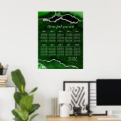 Green Silver Agate Wedding Seating Chart 12 Table Poster (Thuiskantoor)