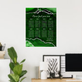 Green Silver Agate Wedding Seating Chart 8 Table Poster (Thuiskantoor)