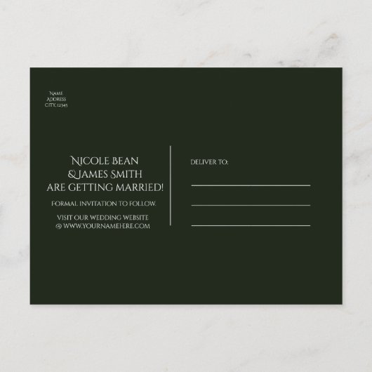 Green & Silver Army Camo Sparkle Bewaar de datum Aankondigingskaart (Achterkant)