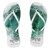 Green Silver Bridesmaid Favor Monogram Flip Flop (Voetbed)