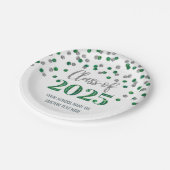 Green Silver Confetti Afstuderen 2025 Papieren Bordje (Gekanteld)