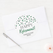 Green Silver Confetti Happy Retirement Ronde Sticker (Envelop)