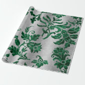 Green Silver Damask Elegant  Gift Cadeaupapier (Uitgerold)