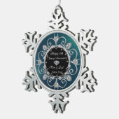 Green Silver Diamonds 10th Wedding Jubileum Tin Sneeuwvlok Ornament (Rechts)