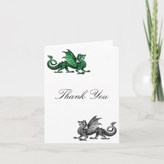 Green Silver Dragon Hartelijk dank Bedankkaart (Voorkant)