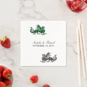 Green Silver Dragon Wedding Paper Napkins Servetten (Insitu)