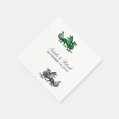 Green Silver Dragon Wedding Paper Napkins Servetten (Hoek)