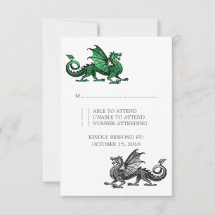 Green Silver Dragon Wedding Response Kaart