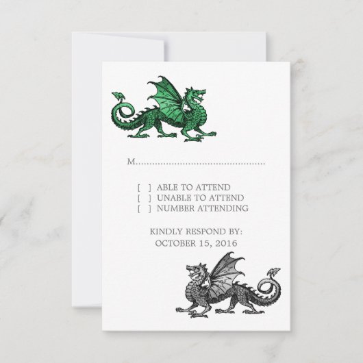 Green Silver Dragon Wedding Response Kaart (Voorkant)