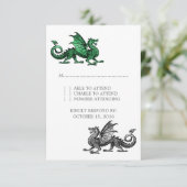 Green Silver Dragon Wedding Response Kaart (Staand voorkant)