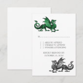 Green Silver Dragon Wedding Response Kaart (Voorkant / Achterkant)