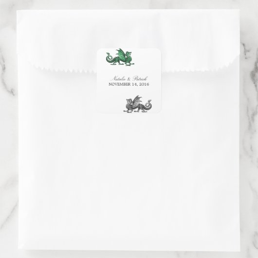 Green Silver Dragon Wedding Stickers (Tas)