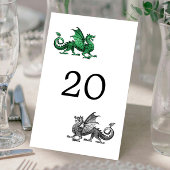 Green Silver Dragon Wedding Table Kaart
