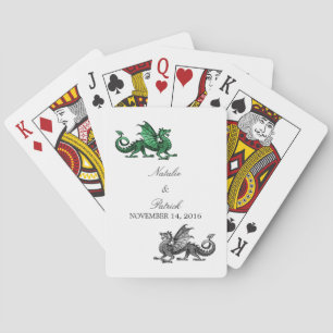 Green Silver Dragon WedWeddenschap-kaarten Pokerkaarten