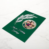 Green Silver Foil Waterverf Leaf Foto Kerst Folie Feestdagenkaart (Gedraaid)