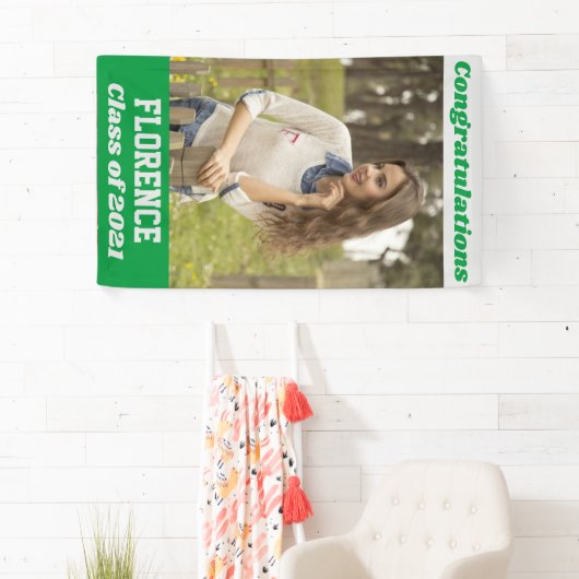 Green Silver Gefeliciteerd Afstuderen Spandoek (Insitu)