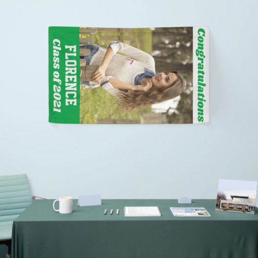 Green Silver Gefeliciteerd Afstuderen Spandoek (Beurs)