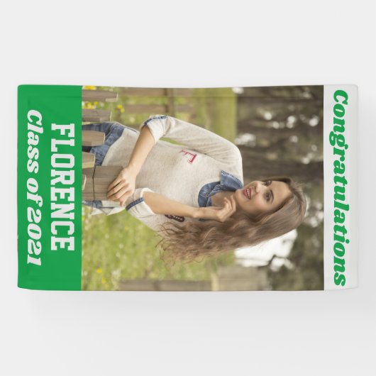 Green Silver Gefeliciteerd Afstuderen Spandoek (Horizontaal)