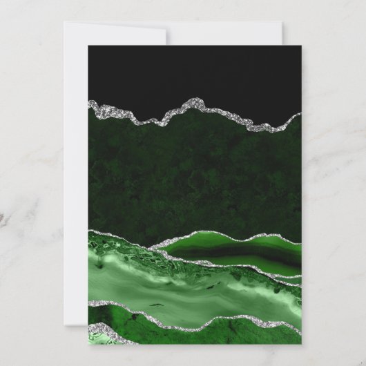 Green Silver Glitter Marble Agate Bewaar de datum Save The Date (Achterkant)