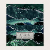 Green Silver Glitter Marble Geode Agate Folded Visitekaartje (Buitenkant ongevouwen)