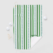 Green Silver Glitter Stripes Monogramed Custom Golfhanddoek (Insitu)