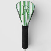 Green Silver Glitter Stripes Monogramed Custom Golfheadcover (Voorkant)
