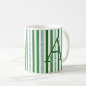 Green Silver Glitter Stripes Monogramed Custom Koffiemok (Voorkant rechts)
