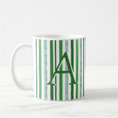 Green Silver Glitter Stripes Monogramed Custom Koffiemok (Links)