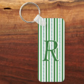 Green Silver Glitter Stripes Monogramed Custom Sleutelhanger (Voorkant)
