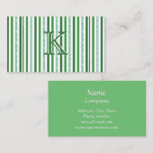 Green Silver Glitter Stripes Monogramed Custom Visitekaartje (Voorkant / Achterkant)