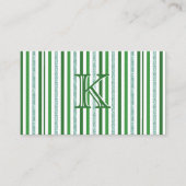 Green Silver Glitter Stripes Monogramed Custom Visitekaartje (Voorkant)