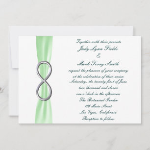 Green Silver Infinity Wedding Invitation Kaart