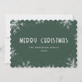 Green Silver Snowflake Christmas Card Feestdagenkaart (Voorkant)