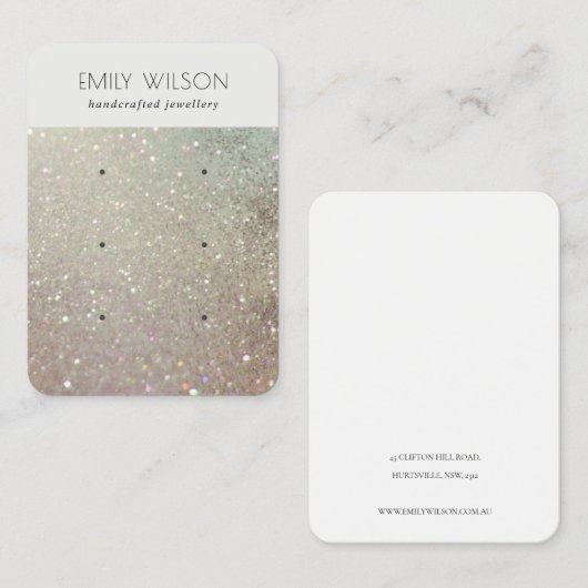 Green Silver Sparkle Glitter 3 Earning Display Visitekaartje (Voorkant / Achterkant)