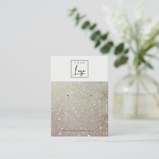 Green Silver Sparkle Glitter-Logo die beeldscherm  Visitekaartje (Staand voorkant)