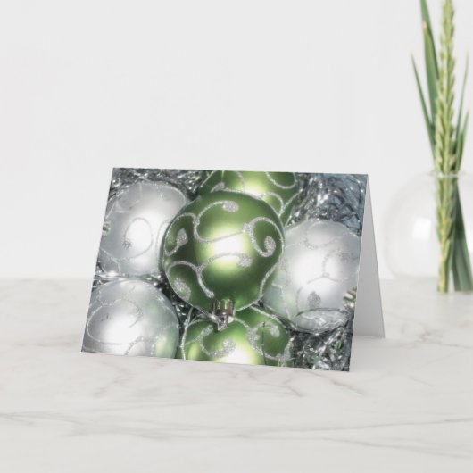 'Green & Silver Sparkle'-kaart - Joy & Helderheid Feestdagen Kaart (Voorkant)