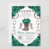 Green Silver Western Charra Boots Quinceañera Kaart (Voorkant)