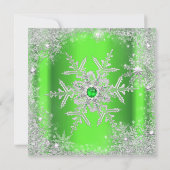 Green Silver Winter Wonderland Sweet 16 Snowflake Kaart (Achterkant)