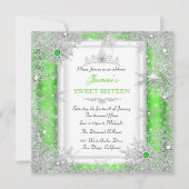 Green Silver Winter Wonderland Sweet 16 Snowflake Kaart (Voorkant)