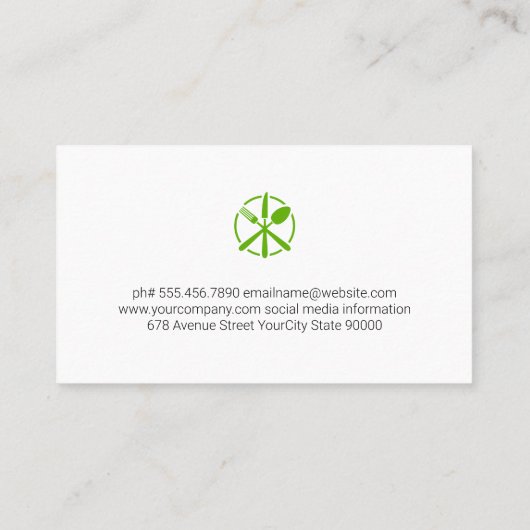 Green Silverware-Logo | Achtergrond hout Visitekaartje (Achterkant)