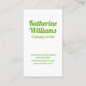 Green Silverware Modern Restaurant Logo Visitekaartje (Achterkant)