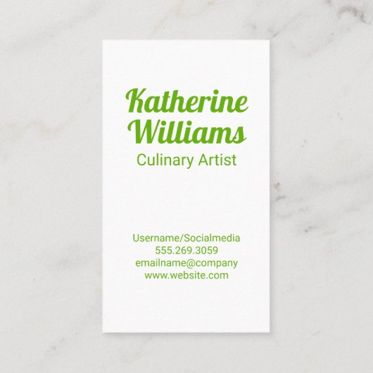 Green Silverware Modern Restaurant Logo Visitekaartje (Achterkant)