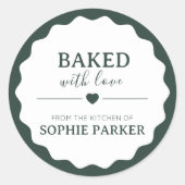Green Simple Baked With Love Scallop Sticker (Voorkant)