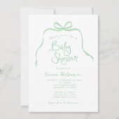 Green Simple Bow Baby shower Invitation Kaart (Voorkant)