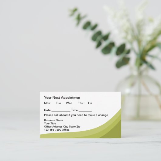 Green Simple Business Client Appointment Cards Afsprakenkaartje (Staand voorkant)