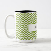 Green Simple Chevron Two-Tone Coffee-Mok Tweekleurige Koffiemok (Links)