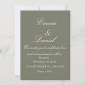 Green Simple Elegant Photo Wedding Invitation Kaart (Voorkant)
