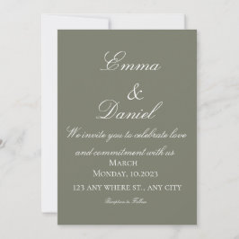 Green Simple Elegant Photo Wedding Invitation Kaart