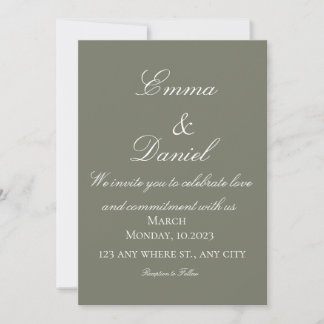 Green Simple Elegant Photo Wedding Invitation Kaart