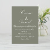 Green Simple Elegant Photo Wedding Invitation Kaart (Staand voorkant)